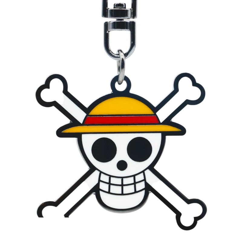 Porte-clés NIPPON DOKI STORE One Piece représentant le crâne de Luffy avec son chapeau de paille emblématique
