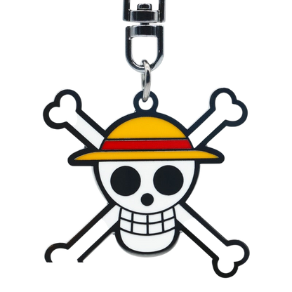 Porte-clés NIPPON DOKI STORE One Piece représentant le crâne de Luffy avec son chapeau de paille emblématique