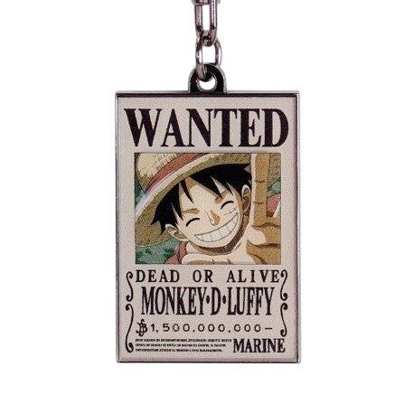 Porte-clés NIPPON DOKI STORE Wanted Luffy en métal représentant l'affiche de prime du célèbre pirate de One Piece