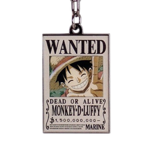 Porte-clés NIPPON DOKI STORE Wanted Luffy en métal représentant l'affiche de prime du célèbre pirate de One Piece