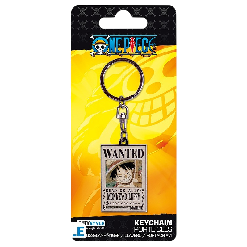 Porte-clés NIPPON DOKI STORE One Piece Wanted Luffy en métal avec affiche de prime officielle ABYstyle