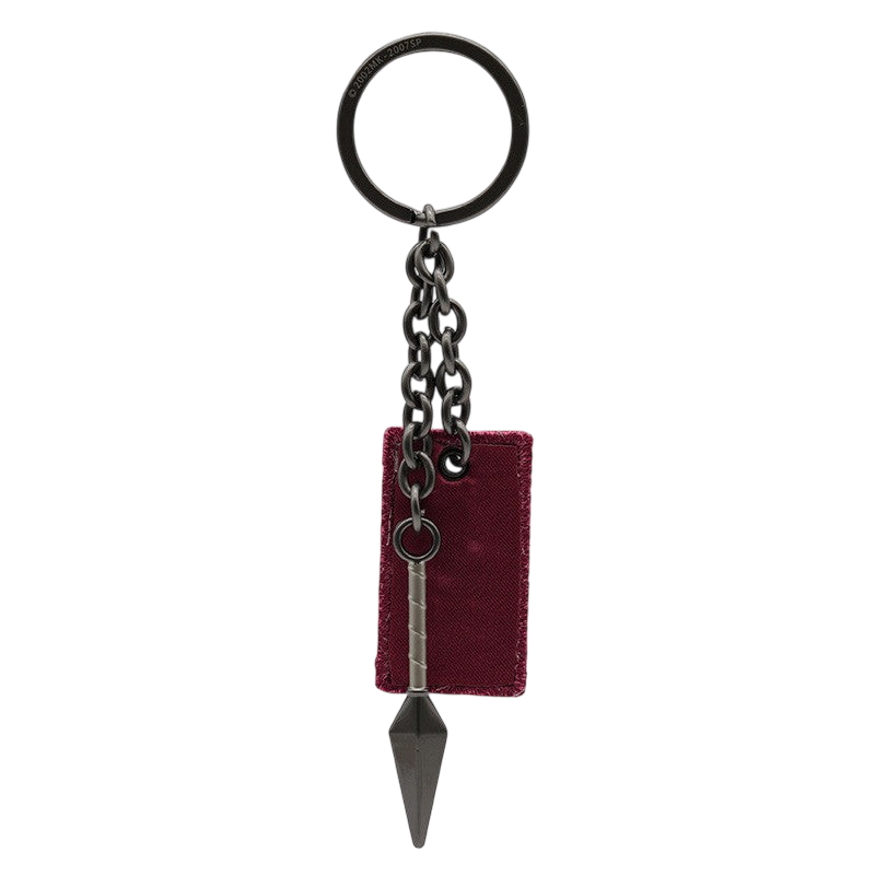Porte-clés NIPPON DOKI STORE Naruto 3D représentant un kunaï gris et un parchemin explosif rouge