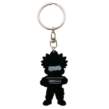 Porte-clés NIPPON DOKI STORE en PVC noir représentant la silhouette de Naruto avec le logo officiel