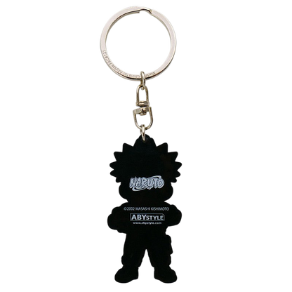 Porte-clés NIPPON DOKI STORE en PVC noir représentant la silhouette de Naruto avec le logo officiel