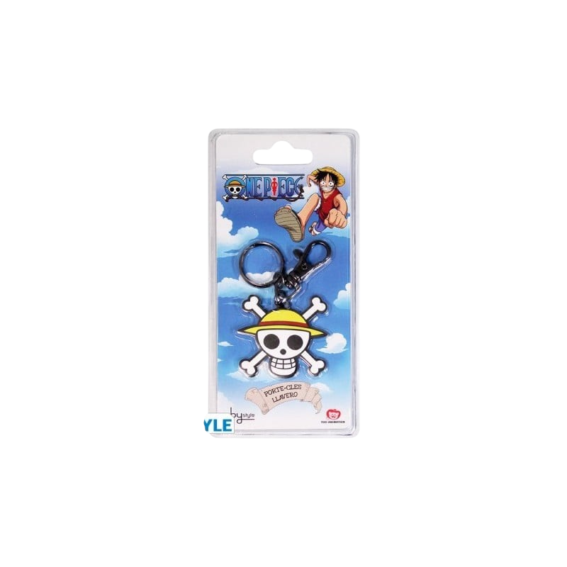 Porte-clés NIPPON DOKI STORE One Piece représentant le crâne de Luffy avec son chapeau de paille, sous licence ABYstyle
