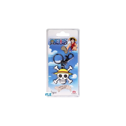 Porte-clés NIPPON DOKI STORE One Piece représentant le crâne de Luffy avec son chapeau de paille, sous licence ABYstyle