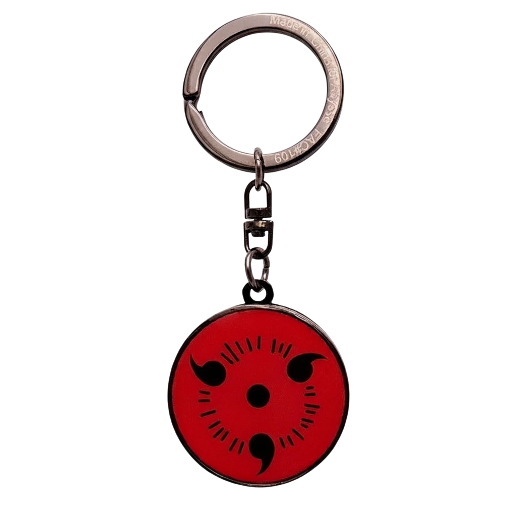 Porte-clés mécanique Sharingan Naruto NIPPON DOKI STORE, accessoire rond rouge et noir sous licence officielle