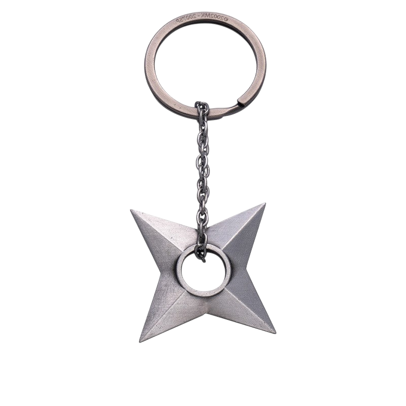 Porte-clés 3D officiel NIPPON DOKI STORE en forme de shuriken de Konoha, accessoire métallique gris pour fans Naruto