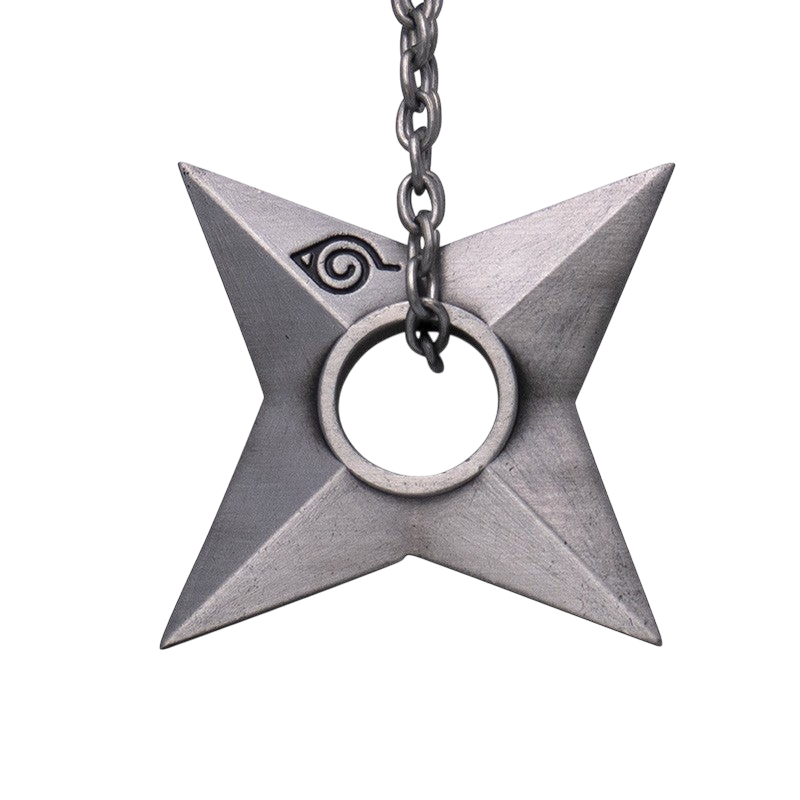 Porte-clés 3D NIPPON DOKI STORE en forme de shuriken de Konoha gris métal, accessoire officiel Naruto