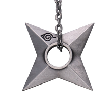 Porte-clés 3D NIPPON DOKI STORE en forme de shuriken de Konoha gris métal, accessoire officiel Naruto