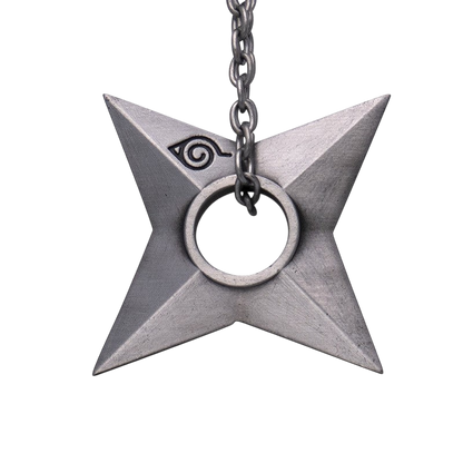 Porte-clés 3D NIPPON DOKI STORE en forme de shuriken de Konoha gris métal, accessoire officiel Naruto