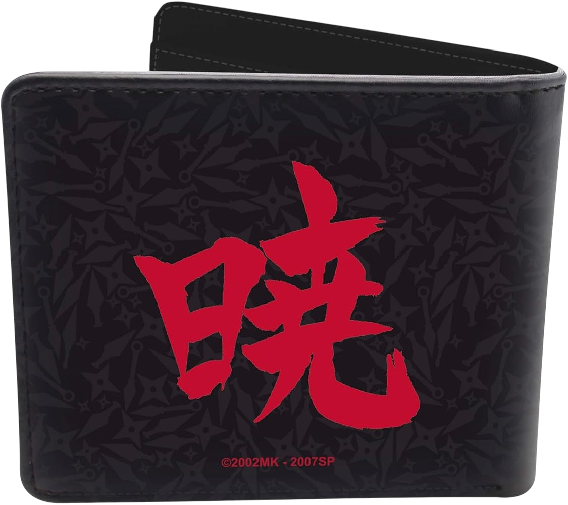 Portefeuille NIPPON DOKI STORE Naruto Akatsuki en vinyle noir avec symbole rouge et motif shuriken