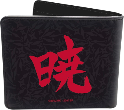 Portefeuille NIPPON DOKI STORE Naruto Akatsuki en vinyle noir avec symbole rouge et motif shuriken