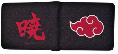 Portefeuille en vinyle NIPPON DOKI STORE Naruto Akatsuki noir avec motif de nuage rouge et kanji japonais