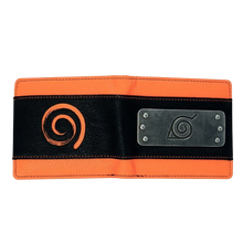 Portefeuille premium NIPPON DOKI STORE Naruto noir et orange avec plaque métallique du village de Konoha