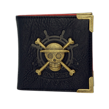Portefeuille noir en vinyle NIPPON DOKI STORE avec emblème doré Skull Luffy de One Piece et coins métalliques