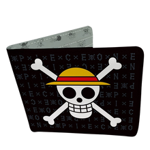 Portefeuille NIPPON DOKI STORE One Piece en vinyle noir avec le logo Jolly Roger de Luffy et chapeau de paille