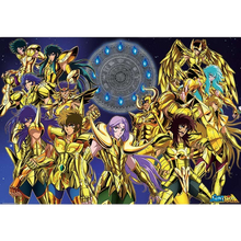 Poster officiel NIPPON DOKI STORE Saint Seiya Chevaliers d'Or avec les 12 chevaliers en armure dorée sur fond spatial