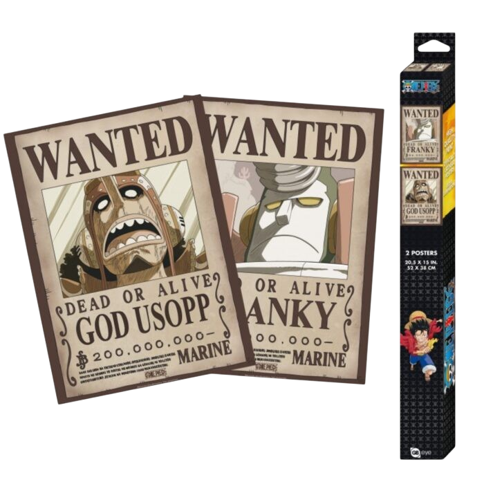Set de 2 posters One Piece Chibi NIPPON DOKI STORE représentant les avis de recherche de Usopp et Franky