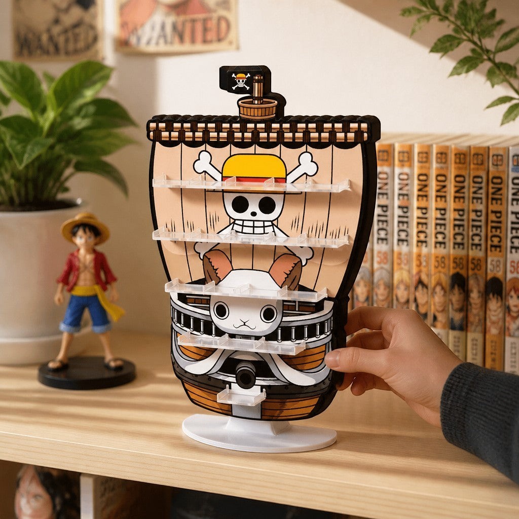 Présentoir NIPPON DOKI STORE Funko Bitty Pop en forme de navire Vogue Merry de One Piece avec étagères transparentes