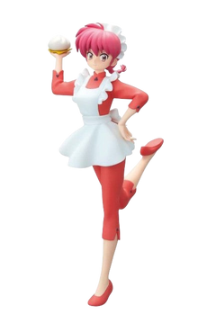 NIPPON DOKI STORE Ranma Saotome Glitter & Glamours 21cm figurine in a red maid outfit holding a steamed bun