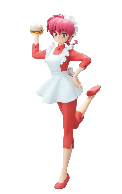 NIPPON DOKI STORE Ranma Saotome Glitter & Glamours 21cm figurine in a red maid outfit holding a steamed bun