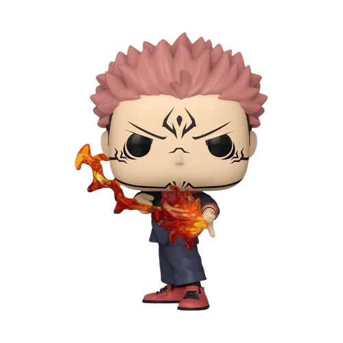 NIPPON DOKI STORE Ryomen Sukuna Funko POP Animation figure casting a translucent orange fire arrow from Jujutsu Kaisen