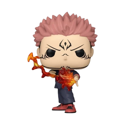NIPPON DOKI STORE Ryomen Sukuna Funko POP Animation figure casting a translucent orange fire arrow from Jujutsu Kaisen