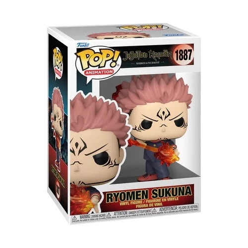NIPPON DOKI STORE Funko POP Animation Ryomen Sukuna figurine from Jujutsu Kaisen holding a translucent fire arrow
