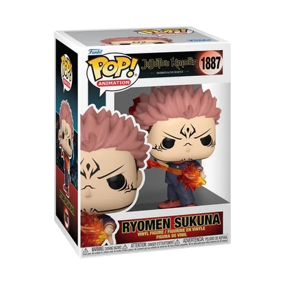NIPPON DOKI STORE Funko POP Animation Ryomen Sukuna figurine from Jujutsu Kaisen holding a translucent fire arrow
