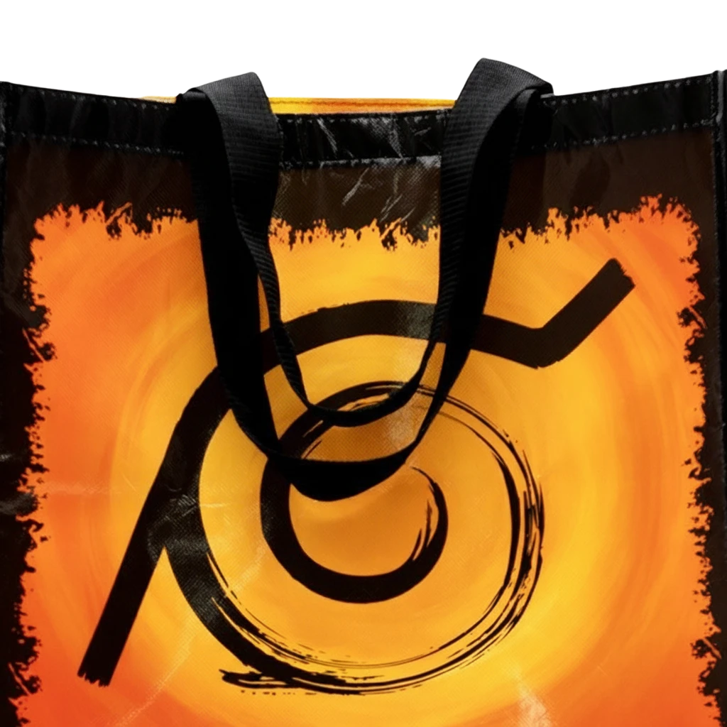 Sac shopping NIPPON DOKI STORE Naruto avec le symbole orange et noir du village de Konoha