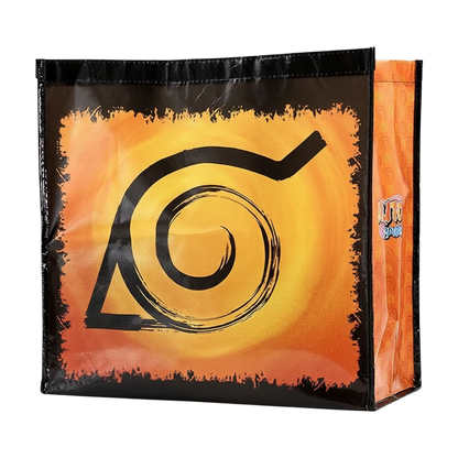 Sac shopping NIPPON DOKI STORE Naruto avec le symbole du village de Konoha sur fond orange et noir