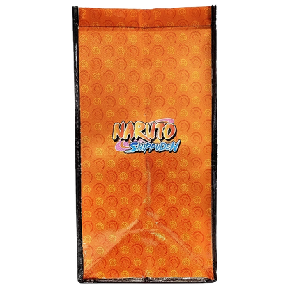 Sac shopping orange NIPPON DOKI STORE avec logo Naruto Shippuden et motifs de spirales du village de Konoha