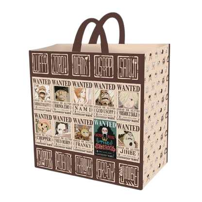 Sac shopping NIPPON DOKI STORE One Piece avec affiches Wanted des membres de l'équipage du Chapeau de Paille