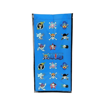 Sac shopping bleu NIPPON DOKI STORE avec motifs des emblèmes de l'équipage Luffy de One Piece