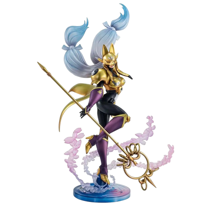 NIPPON DOKI STORE Sakuyamon GEM Tamers statuette featuring the Digimon character with gold armor and a long spear