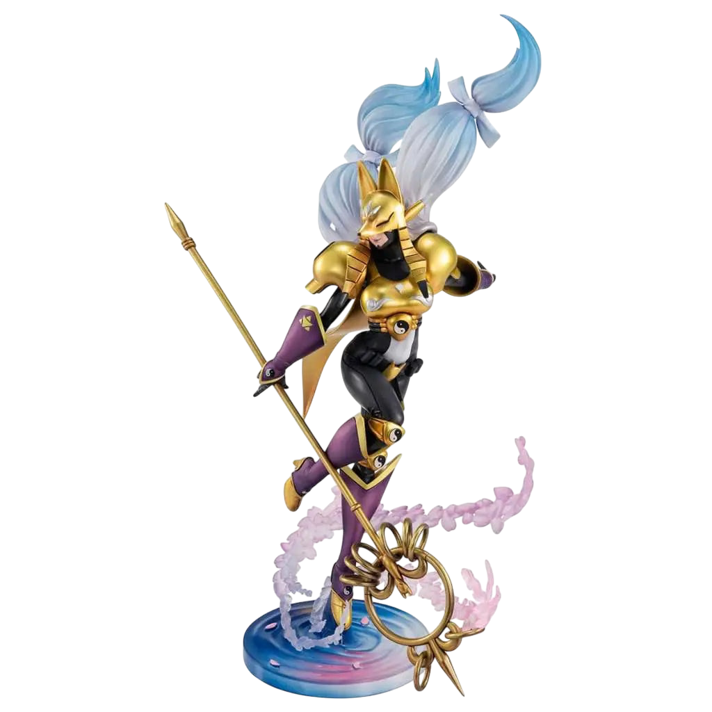 NIPPON DOKI STORE Sakuyamon GEM Tamers statuette featuring the Digimon character with gold armor and blue hair