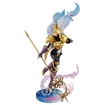 NIPPON DOKI STORE Sakuyamon GEM Tamers statuette featuring the Digimon character with gold armor and blue hair