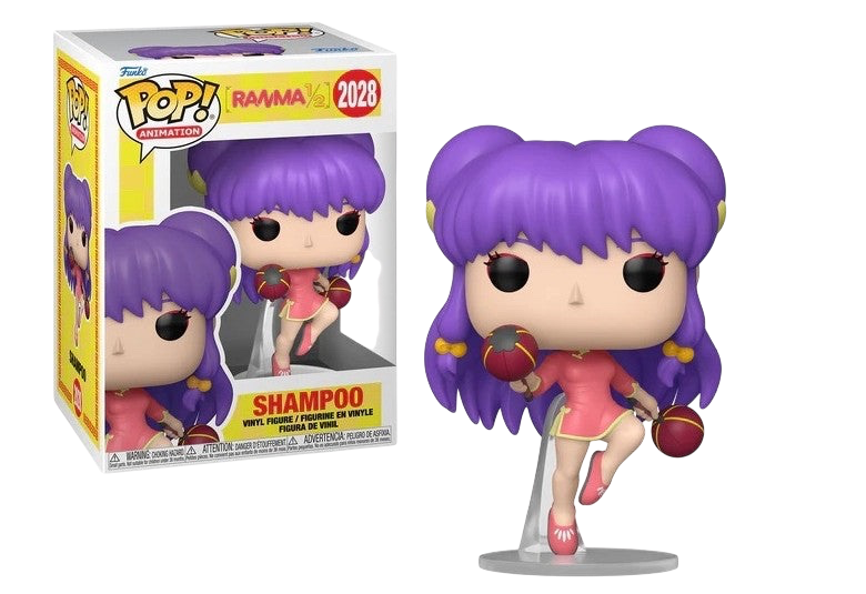 NIPPON DOKI STORE Funko POP! Animation Shampoo figure from Ranma 1/2 with purple hair and pink outfit in display box