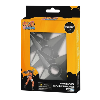 Lot de 3 shurikens en mousse Naruto sous licence officielle NIPPON DOKI STORE dans leur emballage de collection