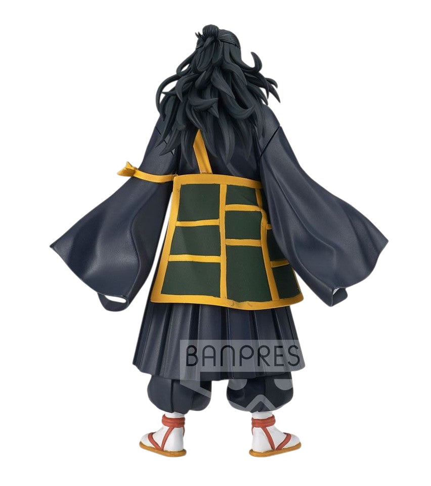 Back view of NIPPON DOKI STORE Suguru Geto Jukon No Kata figurine from Jujutsu Kaisen 0 wearing his dark robes.