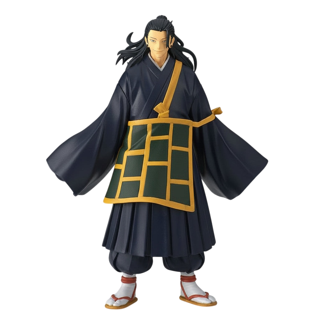NIPPON DOKI STORE Suguru Geto Jukon No Kata figurine from Jujutsu Kaisen 0 wearing a dark blue kimono and sandals.