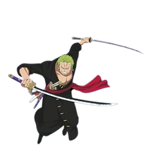 Tapis de souris souple NIPPON DOKI STORE One Piece illustré avec Roronoa Zoro et ses trois sabres sur fond bleu