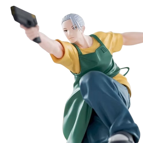 NIPPON DOKI STORE Taro Sakamoto Luminasta figurine from Sakamoto Days in a dynamic action pose with a handgun