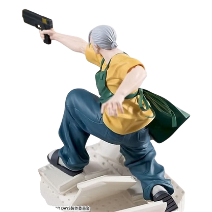 NIPPON DOKI STORE Taro Sakamoto Luminasta figurine from Sakamoto Days in a dynamic action pose with a handgun