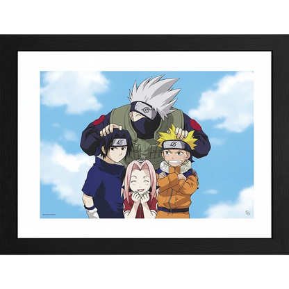 Tirage encadré NIPPON DOKI STORE représentant l'Équipe 7 de Naruto avec Naruto, Sasuke, Sakura et Kakashi sur fond ciel