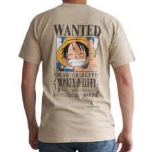 T-shirt unisexe sable NIPPON DOKI STORE avec imprimé Wanted Monkey D. Luffy de One Piece au dos