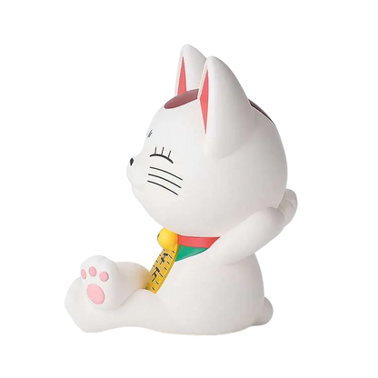 NIPPON DOKI STORE Turbo Granny Cat S-Fire coin bank from Dan Da Dan, featuring a white cat spirit design