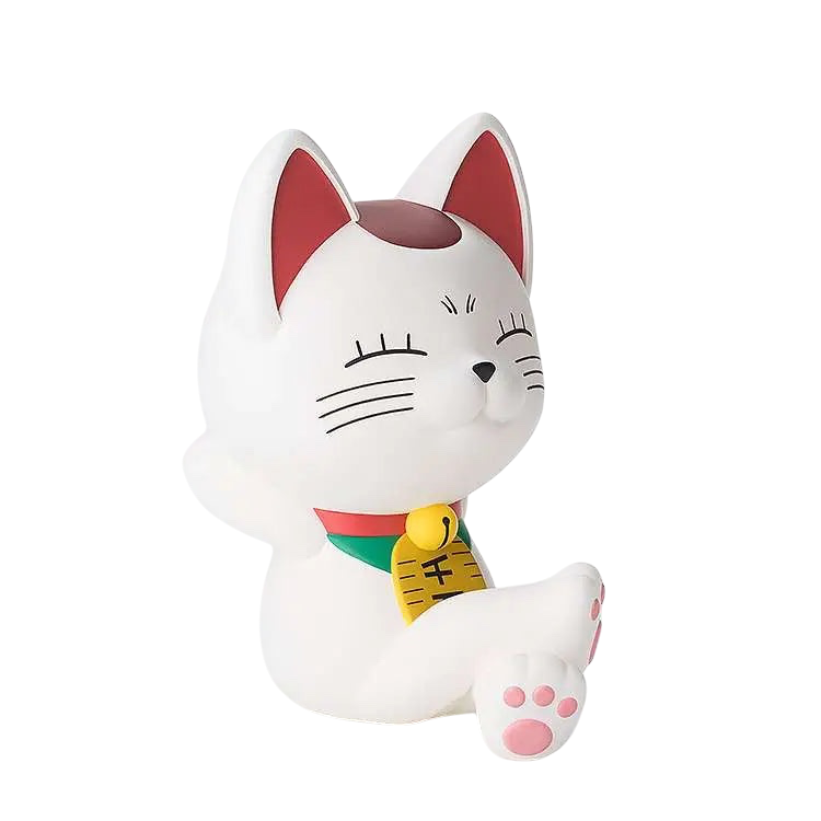 NIPPON DOKI STORE Turbo Granny Cat S-Fire coin bank from Dan Da Dan, featuring a white cat figure with pink details.