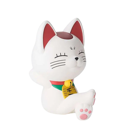 NIPPON DOKI STORE Turbo Granny Cat S-Fire coin bank from Dan Da Dan, featuring a white cat figure with pink details.